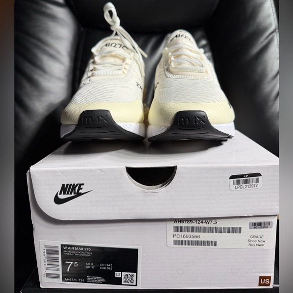 Nike Air Max 270 Women's Coconut Milk White/Yellow Size 7.5 - Picture 8 of 9